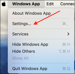 Red arrow to Settings